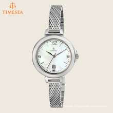 Women′s Diamond Gallery Analog Display Japanese Quartz White Watch 71222